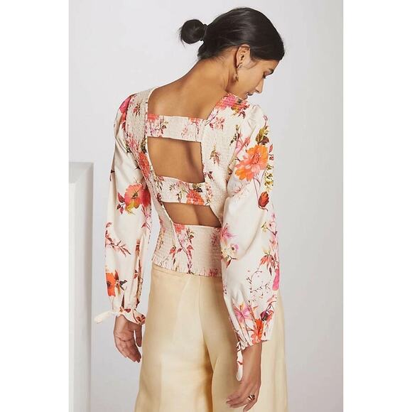 Anthropologie Smocked Floral Peasant Top - Picture 2 of 9